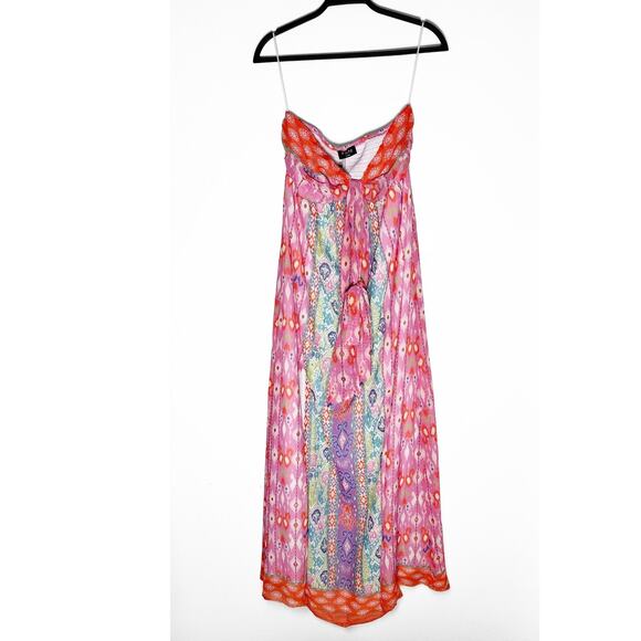 Fate Women's Saulsalito Halter Tie Maxi Dress Front Slits Floral Resort Wear NWT - Picture 4 of 11